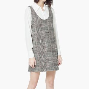 Mango Houndstooth Pinafore Mini Dress in Gray Size Small